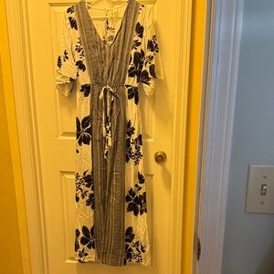 Japna Black and White Floral Maxi Romper